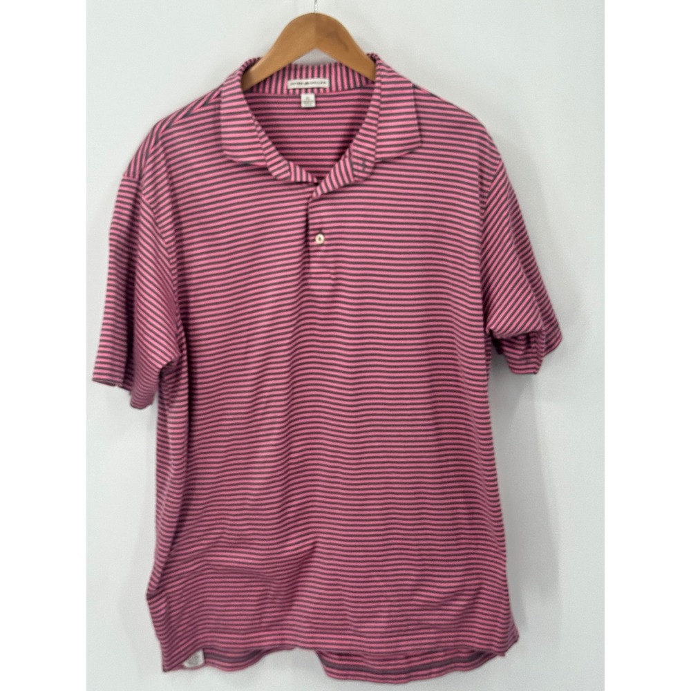 Peter Millar‎ Summer Comfort Polo Shirt Mens XL Pink Gray Stripe Performance